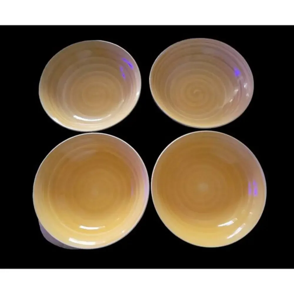 Vintage Yellow Swirl and Flower Bowls by Alco Industries‎ Green Trim Set of 4